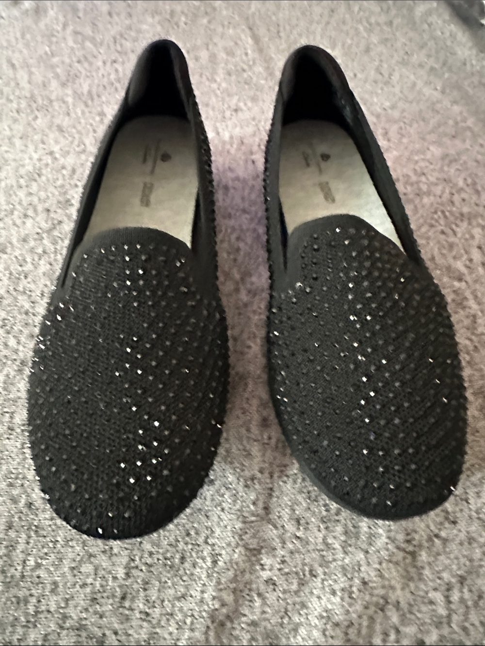 Cloudsteppers by Clarks Black Crystal-Embellished Slip-On Loafers SZ 8.5